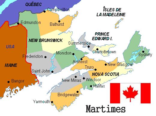 map of quebec province with cities. Maritimes-map